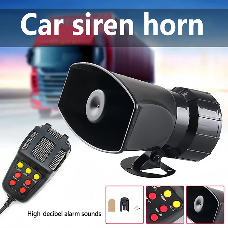 New 1PC 7-Sound Loud Car Warning Alarm Truck Alarm Loudspeaker 12V Siren Air Horn Megaphone Police Firemen Car Horn 110DB