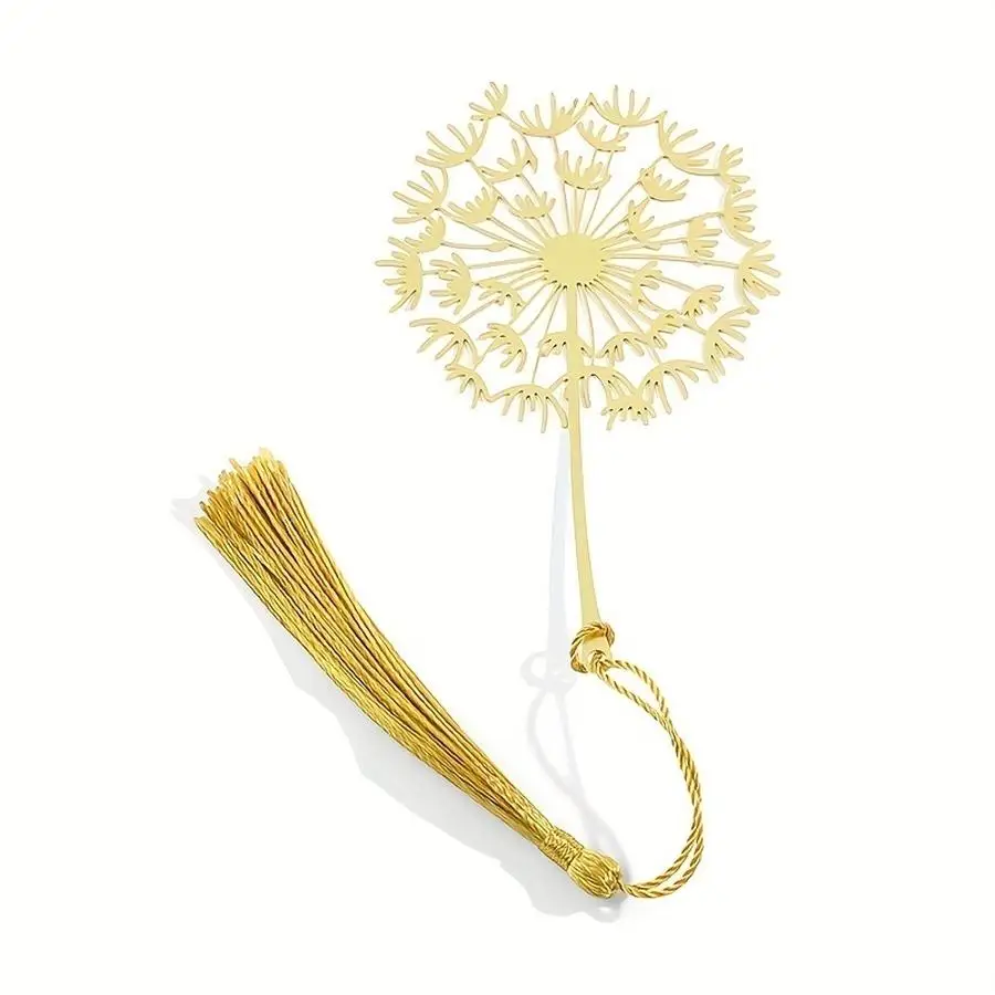 1/5/10/20/50/100pcs Classic Creative Dandelion Metal Bookmark - Exquisite Stainless Steel Hollow Design, with Tassel, Perfect Gi