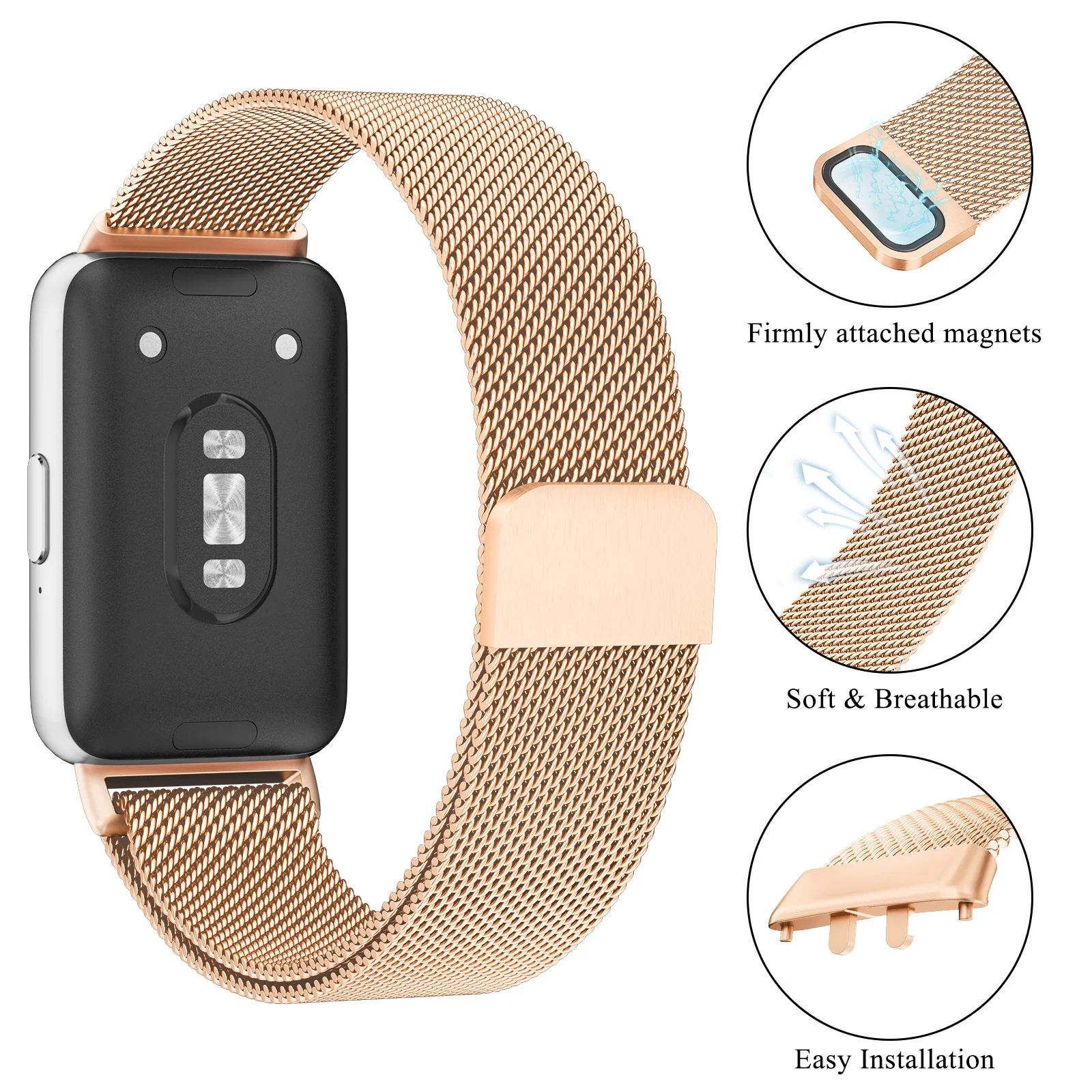 حافظة زجاجية + حزام معدني لهاتف سامسونج جالاكسي فيت 3 غطاء حماية للشاشة لهاتف سامسونج جالاكسي فيت 3 سوار ساعة