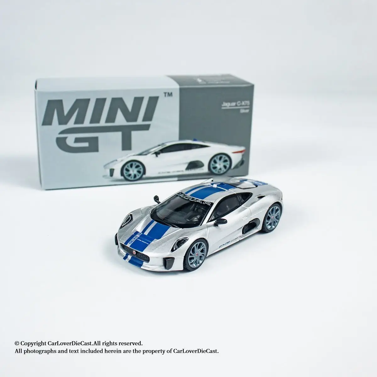 

MINIGT 1:64 960 Jaguar C-X75 Silver LBWK Abas Works ABARTH 963# Alloy Car Module