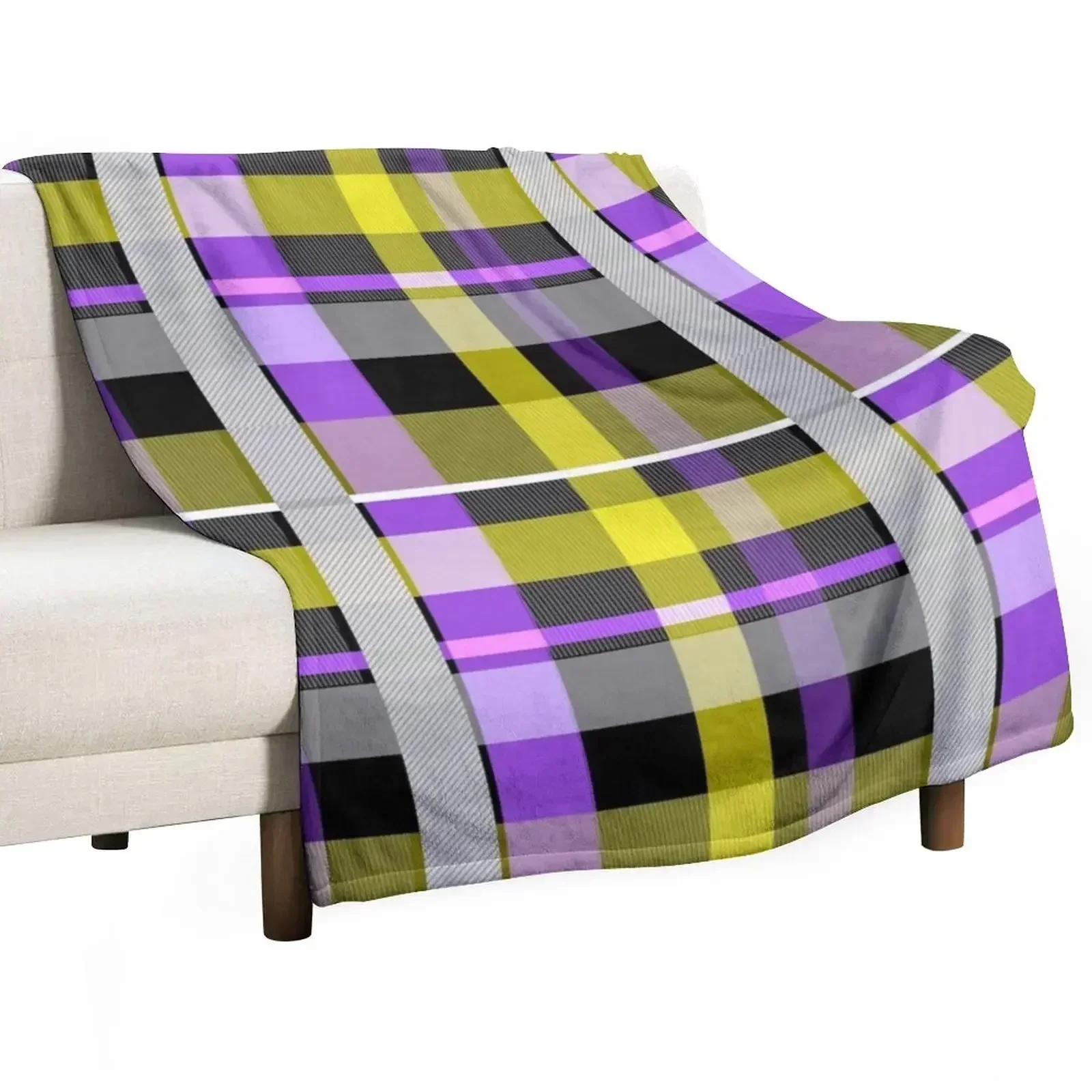 

nonbinary flag check Throw Blanket Soft Warm Blanket Gift for Grandparents