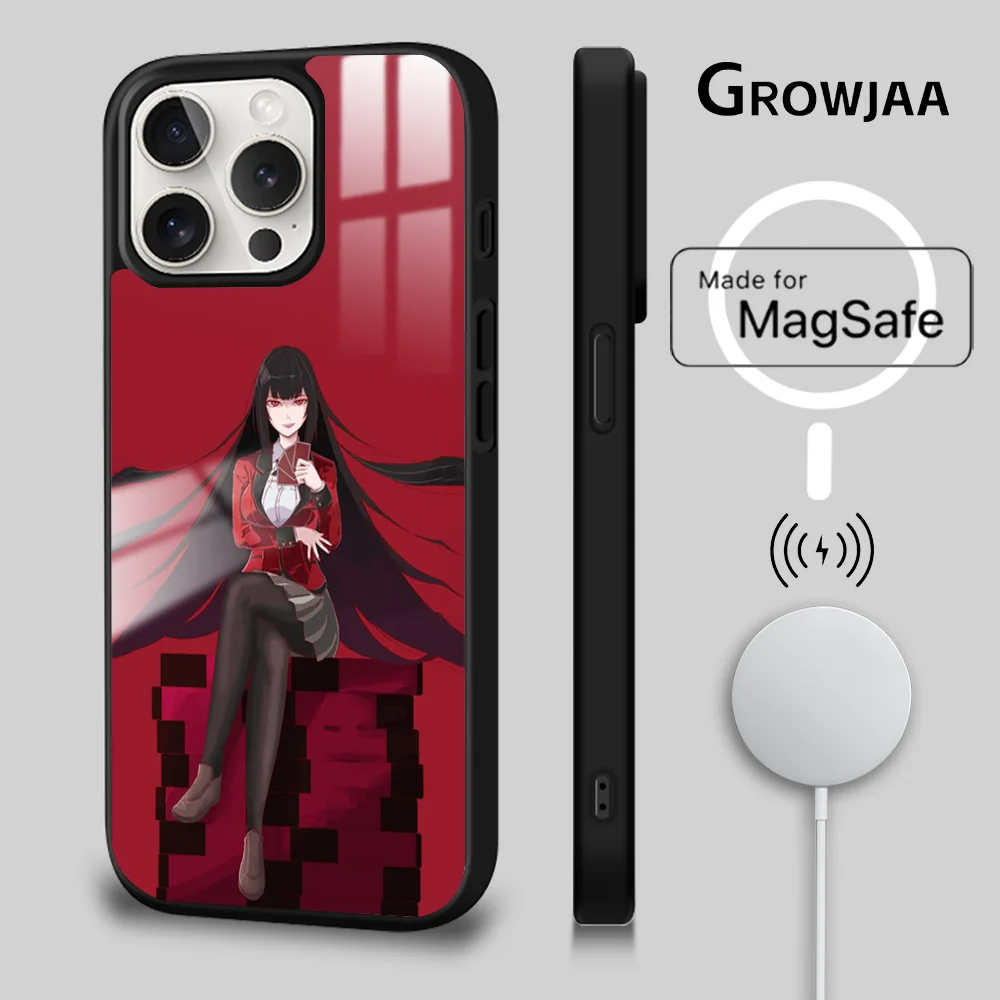 K-Kakegurui J-Jabami Yumeko Phone Case For iPhone 16 15 14 13 12 11 Pro Max Plus Mini Magsafe Mirror Wireless Magnetic Funda