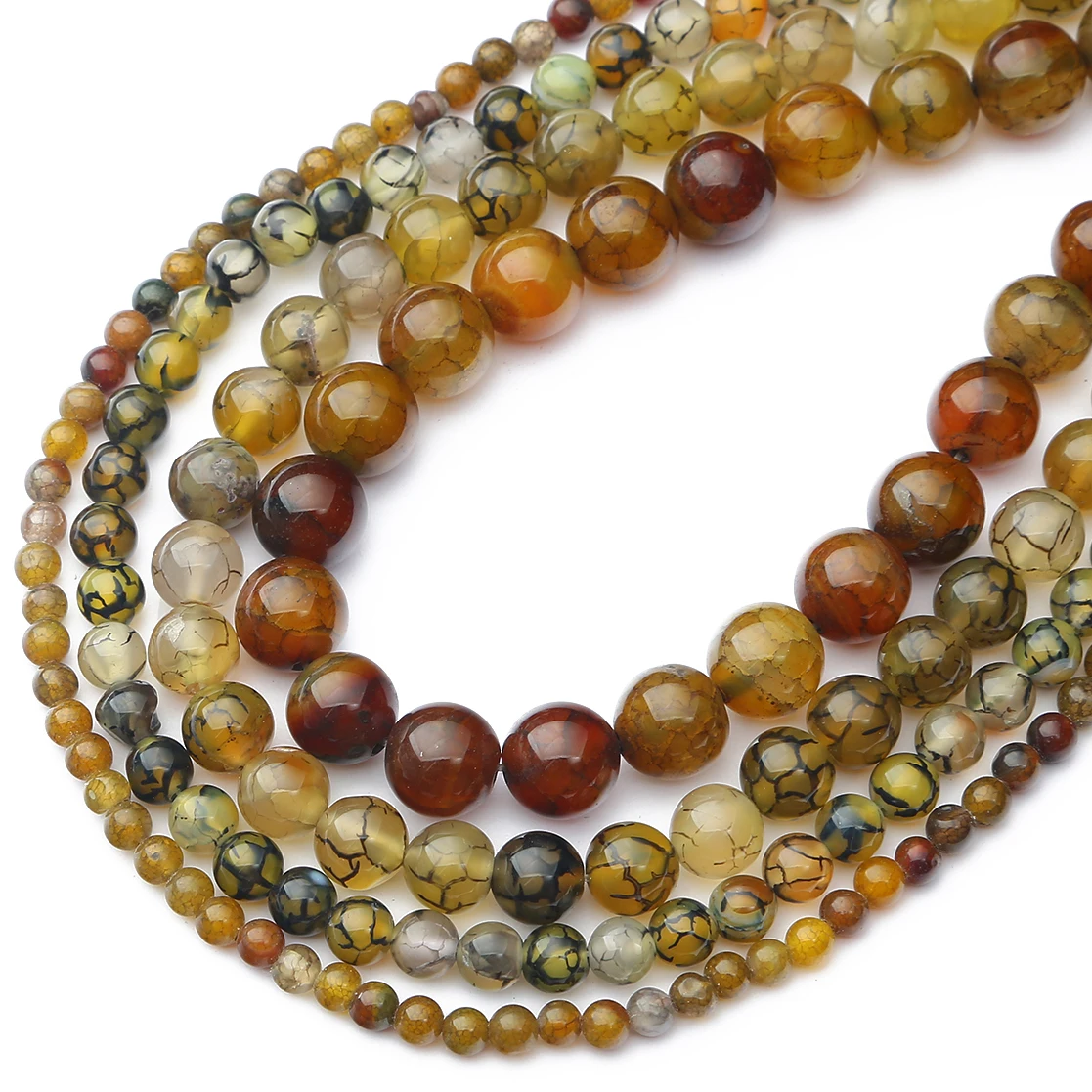 Modische natürliche Teedrachenadern-Achat-Steinperlen, runde lose Abstandshalterperlen für die Schmuckherstellung, DIY-Halskette, Armband, Halskettenzubehör – Detail 4