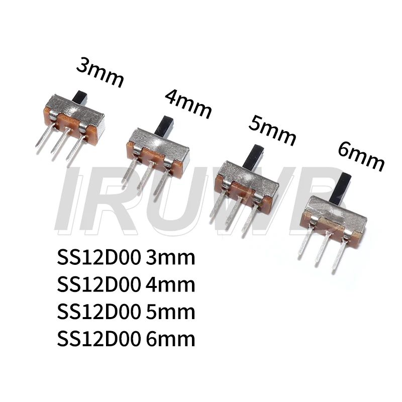 20 Stücke Grifflänge 3 MM 4 MM 5 MM 6 MM SS12D00 Unterbrecher auf-off mini Schiebeschalter 3pin 1P2T 2 Position Hochwertiger Kippschalter