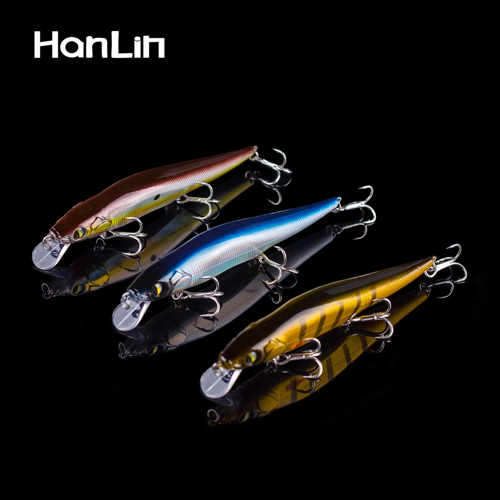 Hanlin 3pcs/Set 12cm 13.5g Pencil Bait Artificial Shallow Diver Swimbaits Minnow Hard Plastic Body Fishing Lure Pike Bass Tackle