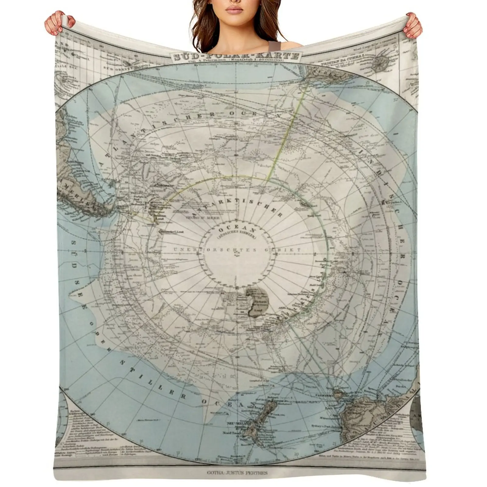 

Antarctica, 1894 Vintage South Pole Map Throw Blanket halloween Sofa Softest manga Blankets