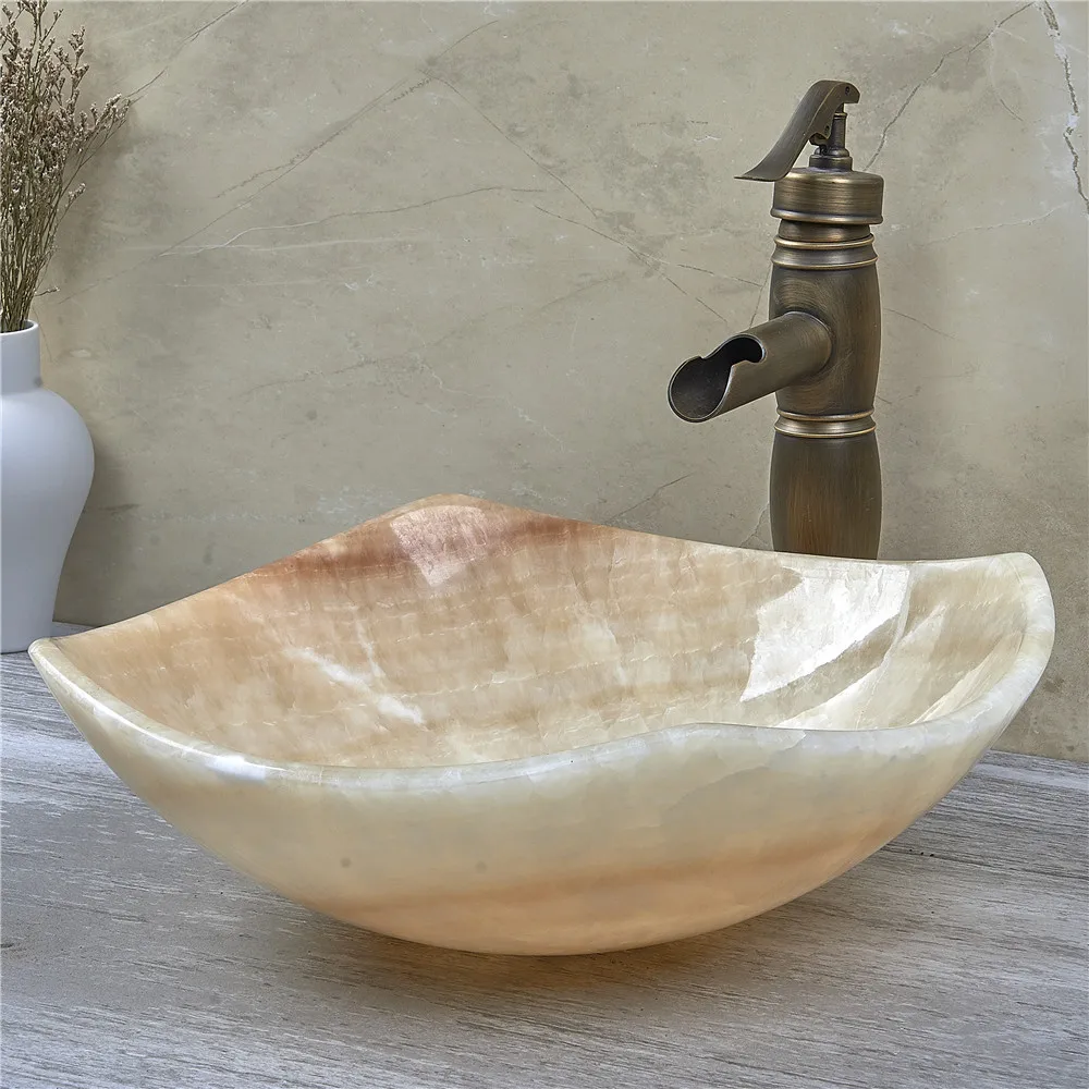 

%r Size and Shape Can Be Customizable Wholesale Luxury Natural Yellow Onyx Unique Shape Vessel Sink Marble Stone Wash Basin Bowl