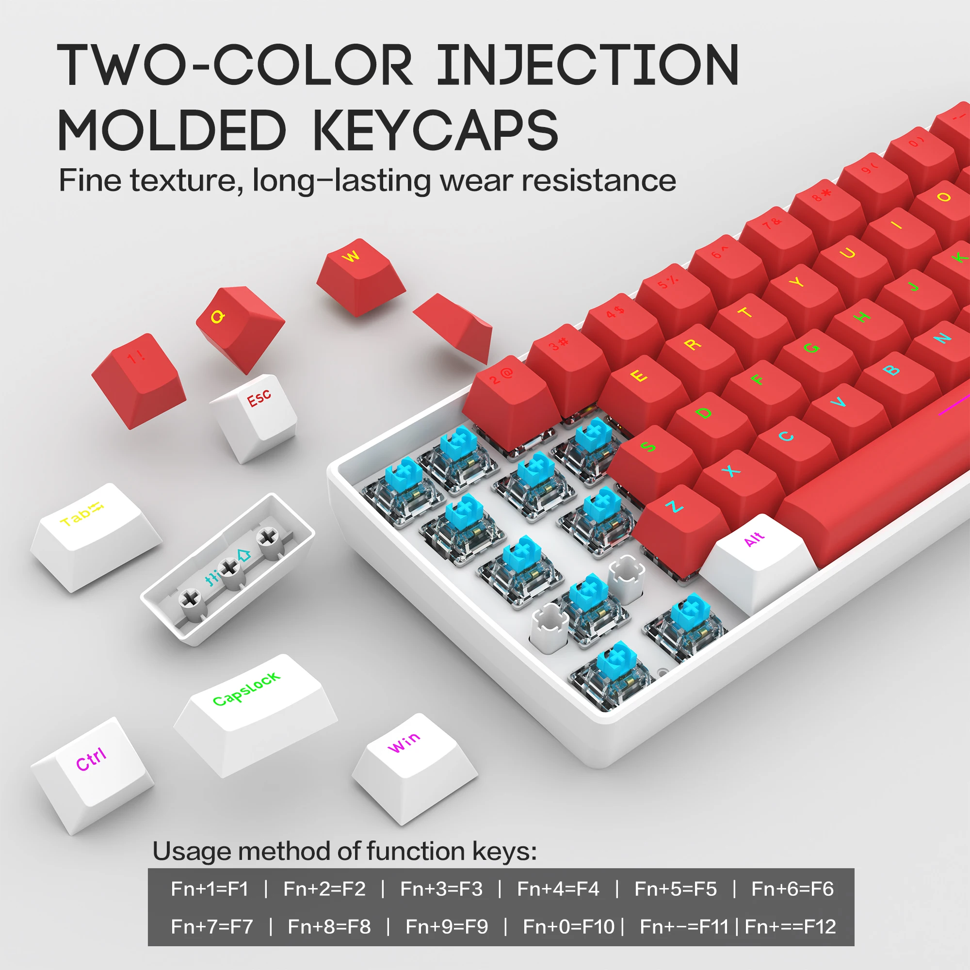 Massiera Meccanica da Musicia RGB con Design Compatto per PC portatile Tastiera da Ufficio 61 Cablata con Ergonomico