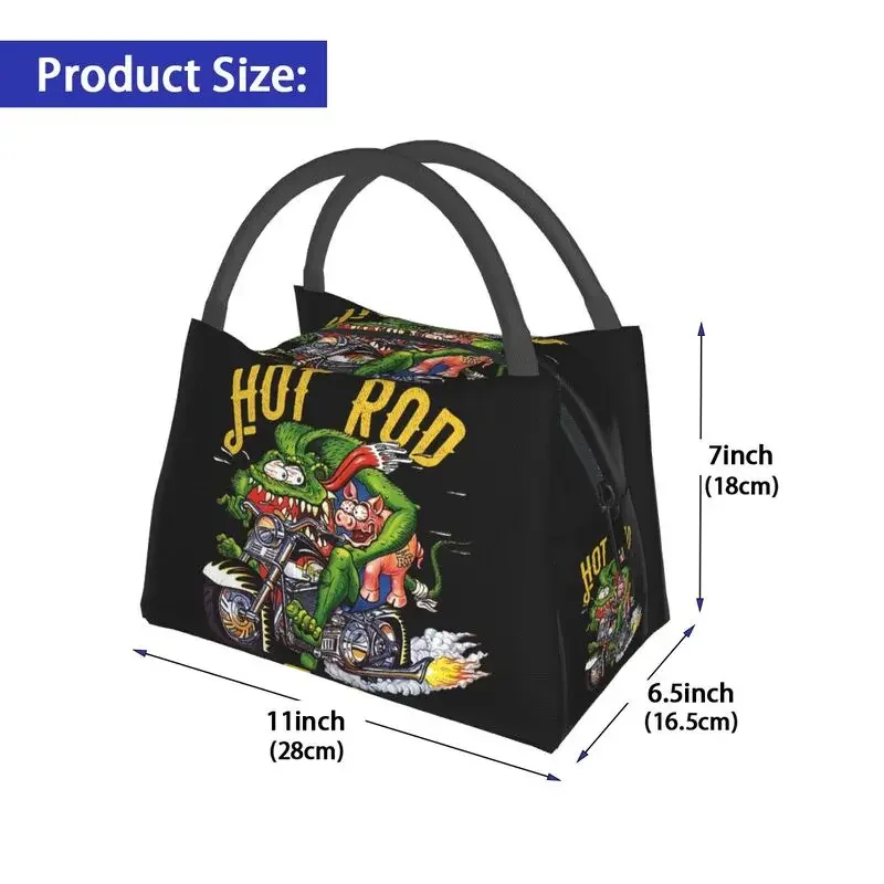 Ratfink Ride Insulated Lunch Bags for School Office Rat Fink Waterproof Thermal Cooler Bento Box Women lunchbag