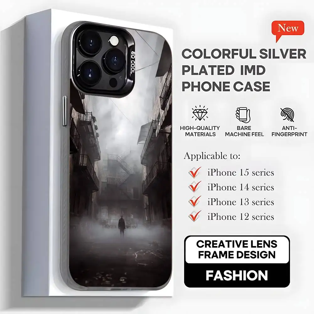 Capa de telefone para videogame Silent Hill 2 para iPhone 16,15,14,13,12,11, Mini,Pro,MAX,plus, capa preta fosca à prova de choque