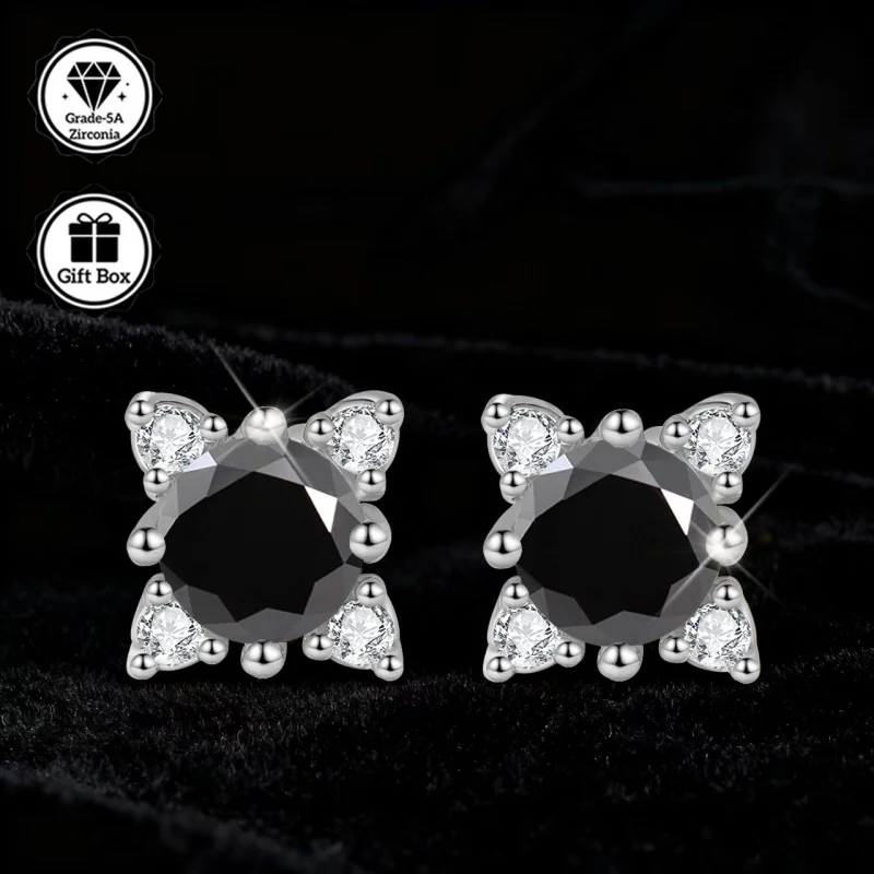 LAMVOICE Schmuck für Damen/Ohrstecker mit 1 Karat Zirkonia, hypoallergene Ohrringe, Weihnachtsgeschenk, hochwertiger Schmuck