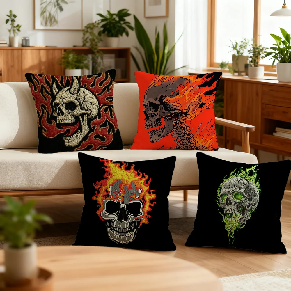 Skull Flame cushion cover Decoration Room Shop Car Best Home Office Coffee Pillow Sofa Printing Nordic Simplicity Hit
