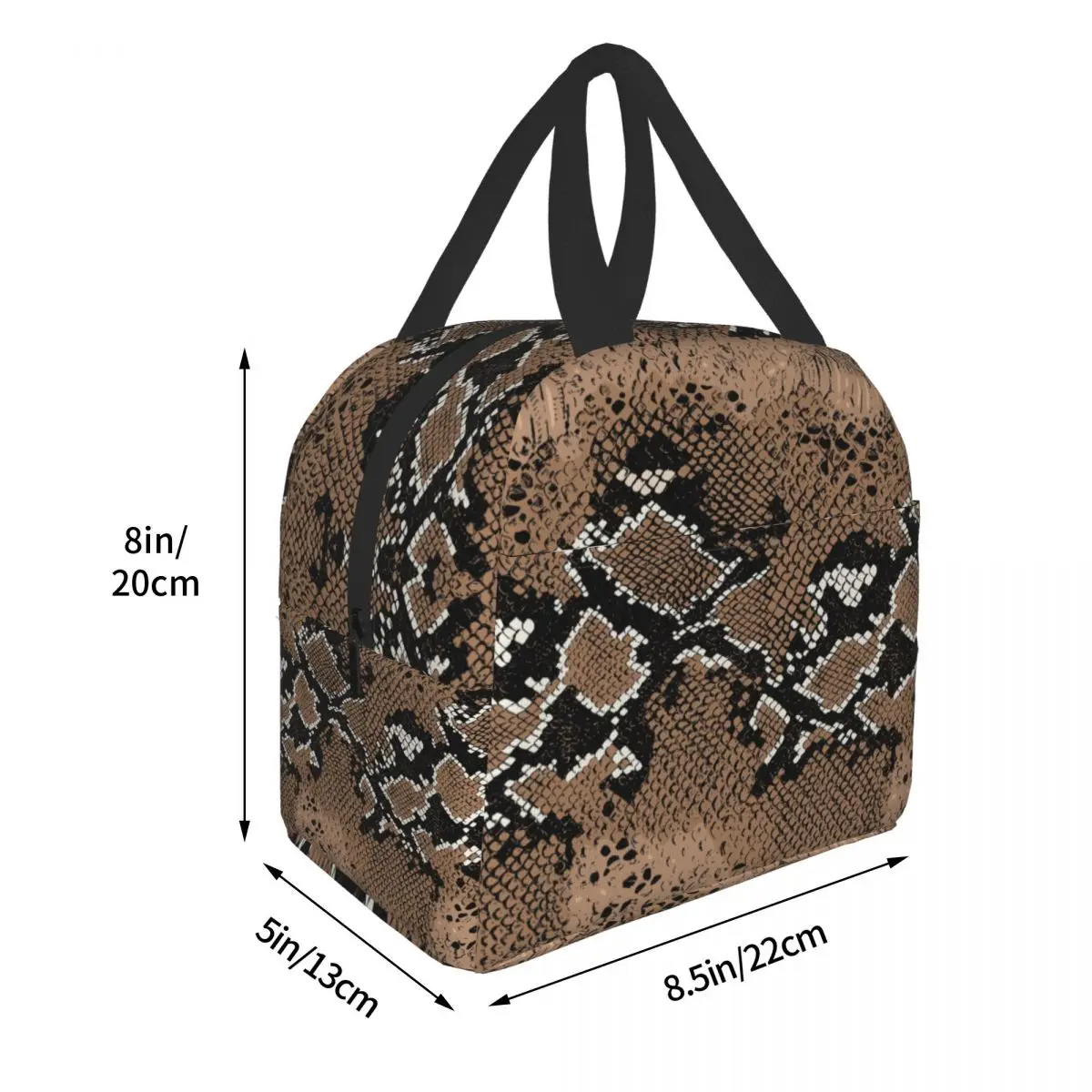 Sac à lunch isotherme imprimé peau de salle pour femme, imperméable, peau de serpent, animal Bergame, glacière thermique, boîte à bento, bureau, travail, école