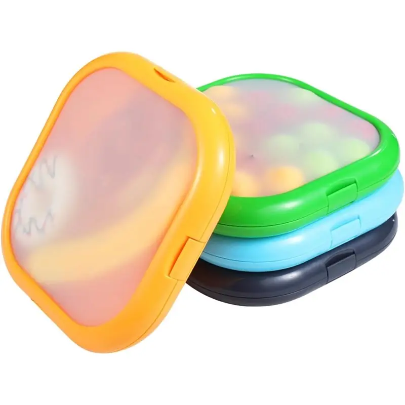 

【ПРЕС-ПРЕП!】4 силиконовых контейнера для хранения продуктов питания, герметичные коробки для бенто для фруктов, овощей и еды, 4 цвета