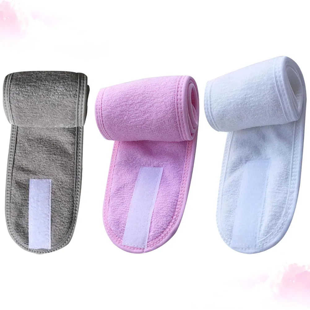 

3pcs Spa Headband For Face Washing Bathing Shower Women Makeup Headdress Hair Band Sticky Cloth Design Comfortable Fit