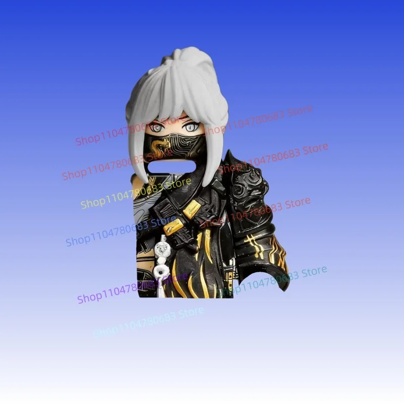 MiniFigure Chinese Style Female Warrior  Assembly Model Ornament, Anime Cartoon Toy, Holiday Collectible Action Figure