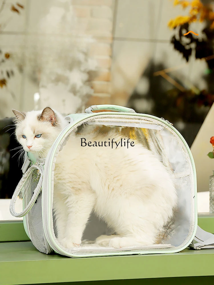 Cat Bag Outing Carry Bag Cat Cage Crossbody Breathable Large Capacity Cat School Bag Pet Backpack