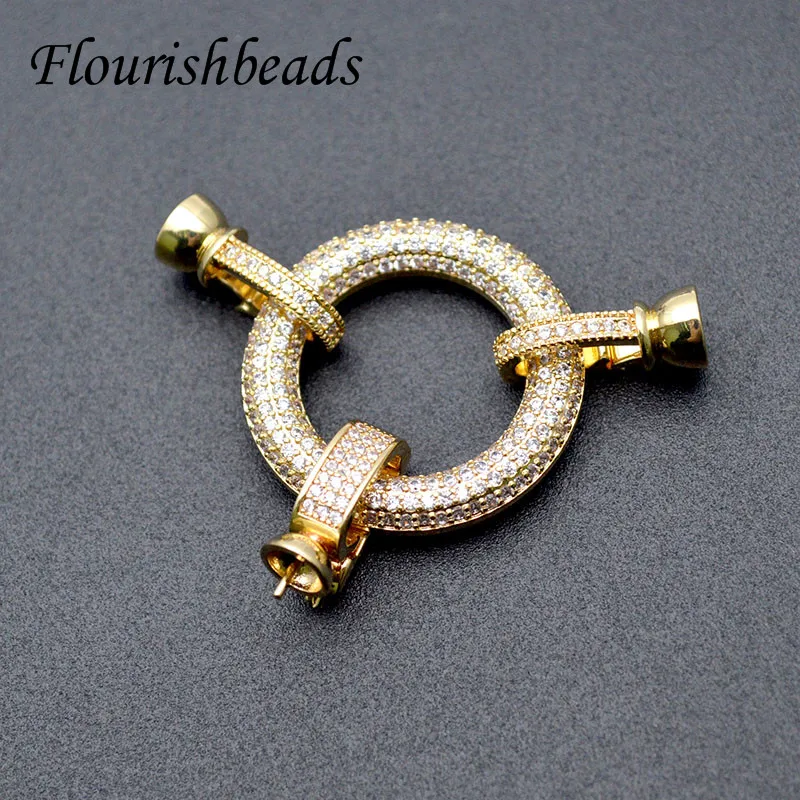 

5pcs Luxury Jewelry Components Nickle Free Multiple Rows CZ Beads Paved Fastener Clasp Connector for Jewelry Making