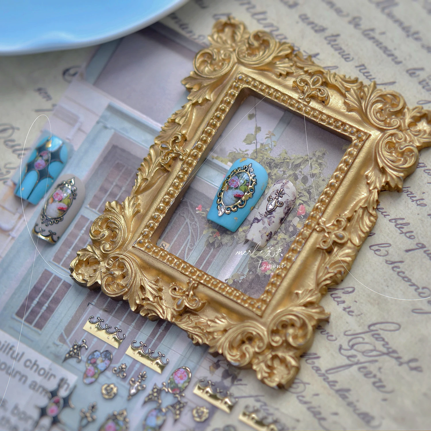 5D Bilderrahmen Blume Nagelaufkleber Nail Art Zubehör Bunte Schmetterlinge Linie Nail Art Aufkleber Nail Art Supplies