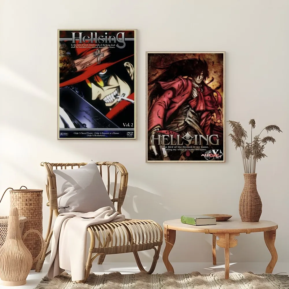 أنيمي H-Hellsing اليابانية الكرتون كول ريترو المشارك لزجة جدار الفن الطباعة مقاوم للماء غرفة المعيشة المنزلي غرفة بار ديكور جمالي