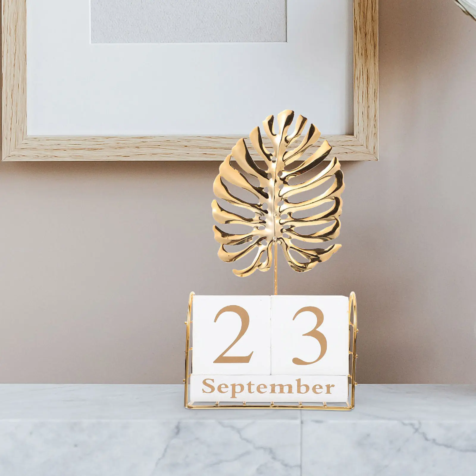 

Набор из 1 шт. Деревянный календарь-блок «Лист черепахи» – креативное квадратное настольное украшение для дома и офиса, стильный трекер дат