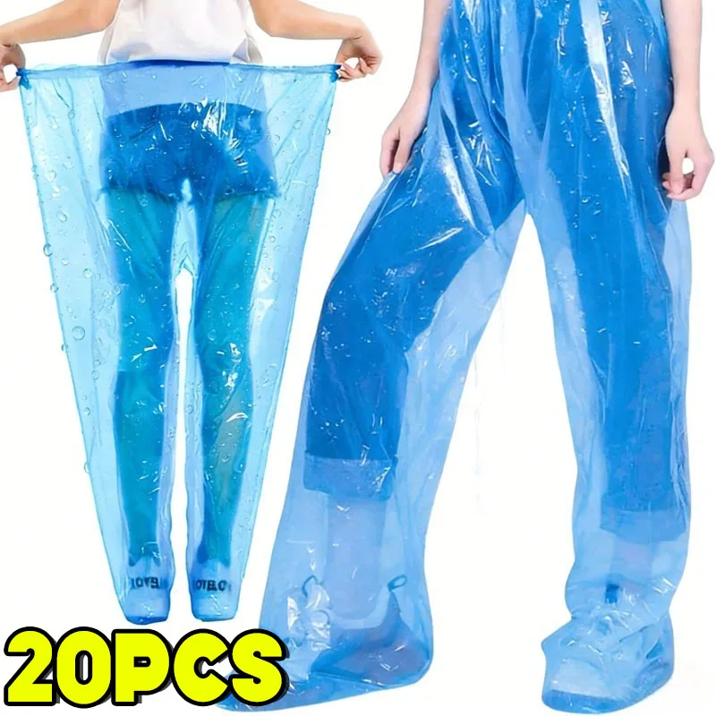 1-20pcs Disposable Raincoat Pants Portable Splash Proof Split Raincoat Outdoor Travel Drifting Cycling Feet-wrapped Rain Pants