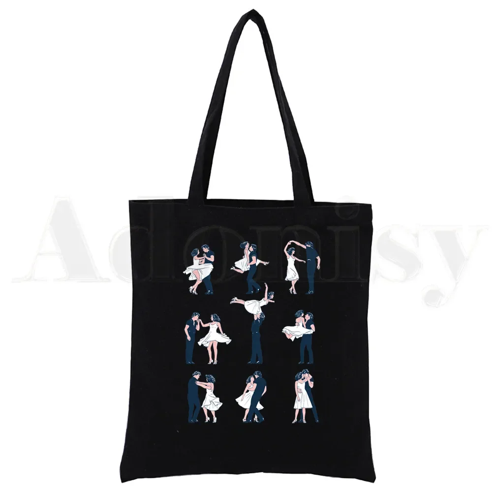 Dirty Dancing Harajuku Solid color Canvas Women's College Ulzzang Dirty Dance Black Large Capacity White Casual Shoulder Bags