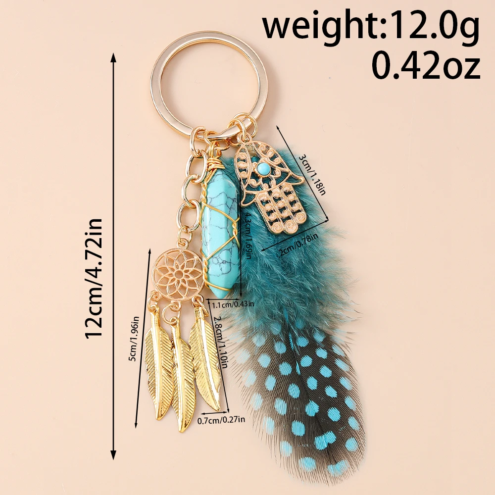 Aihua Boho-Traumfänger-Schlüsselanhänger mit großen Federn für Damen und Mädchen, Handtaschenanhänger, Traumfänger-Schlüsselanhänger, Schmuck, Geschenke – Detail 5