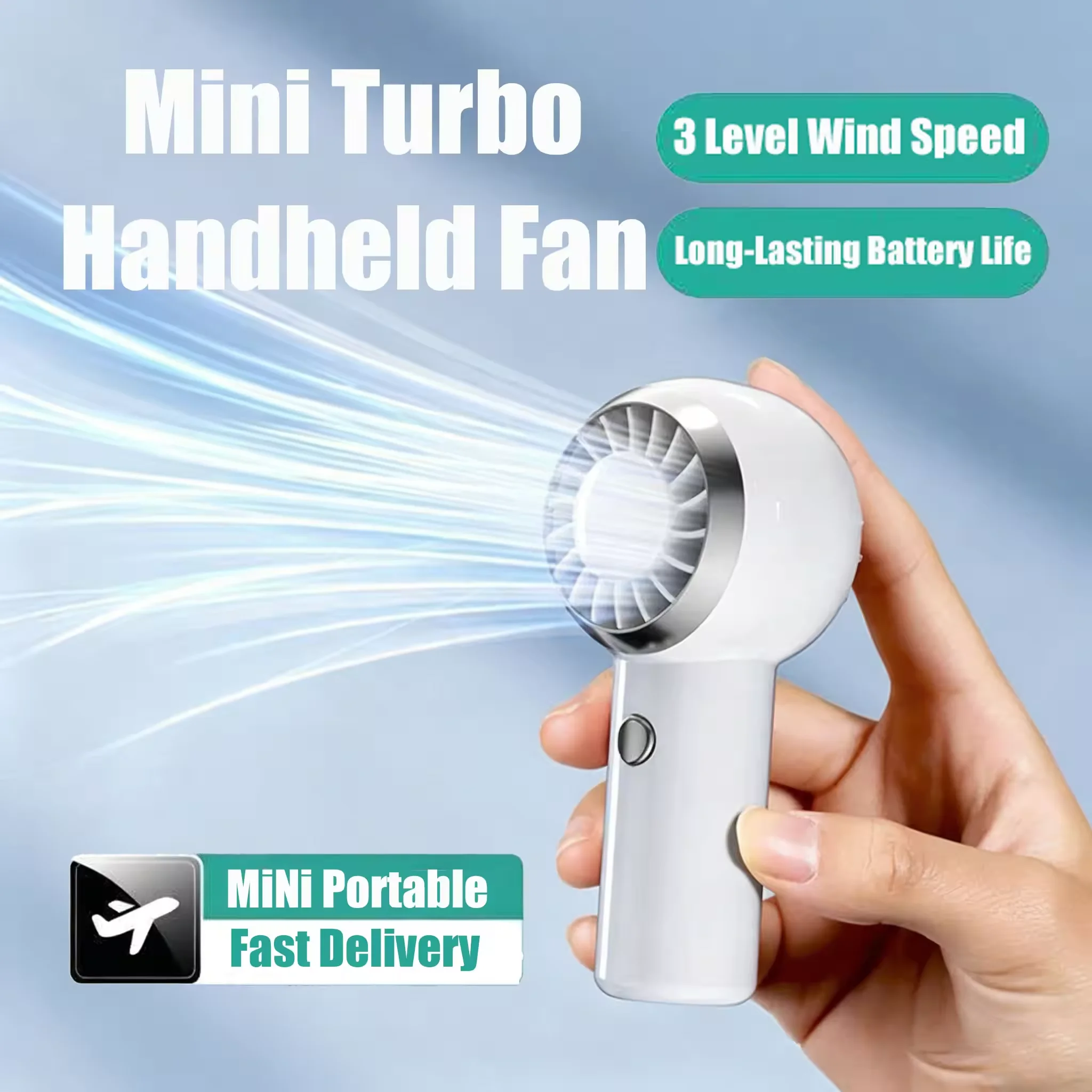 New USB charging, new mini turbo, handheld small fan, height motor operation, new brushless motor, small volume, large air volum