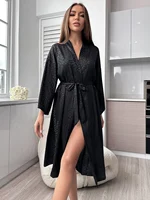 Printed Women's Long Sleeve Nightgown Elegant And Comfortable Home Pajamas Simple Fashion Bathrobe - Image 5