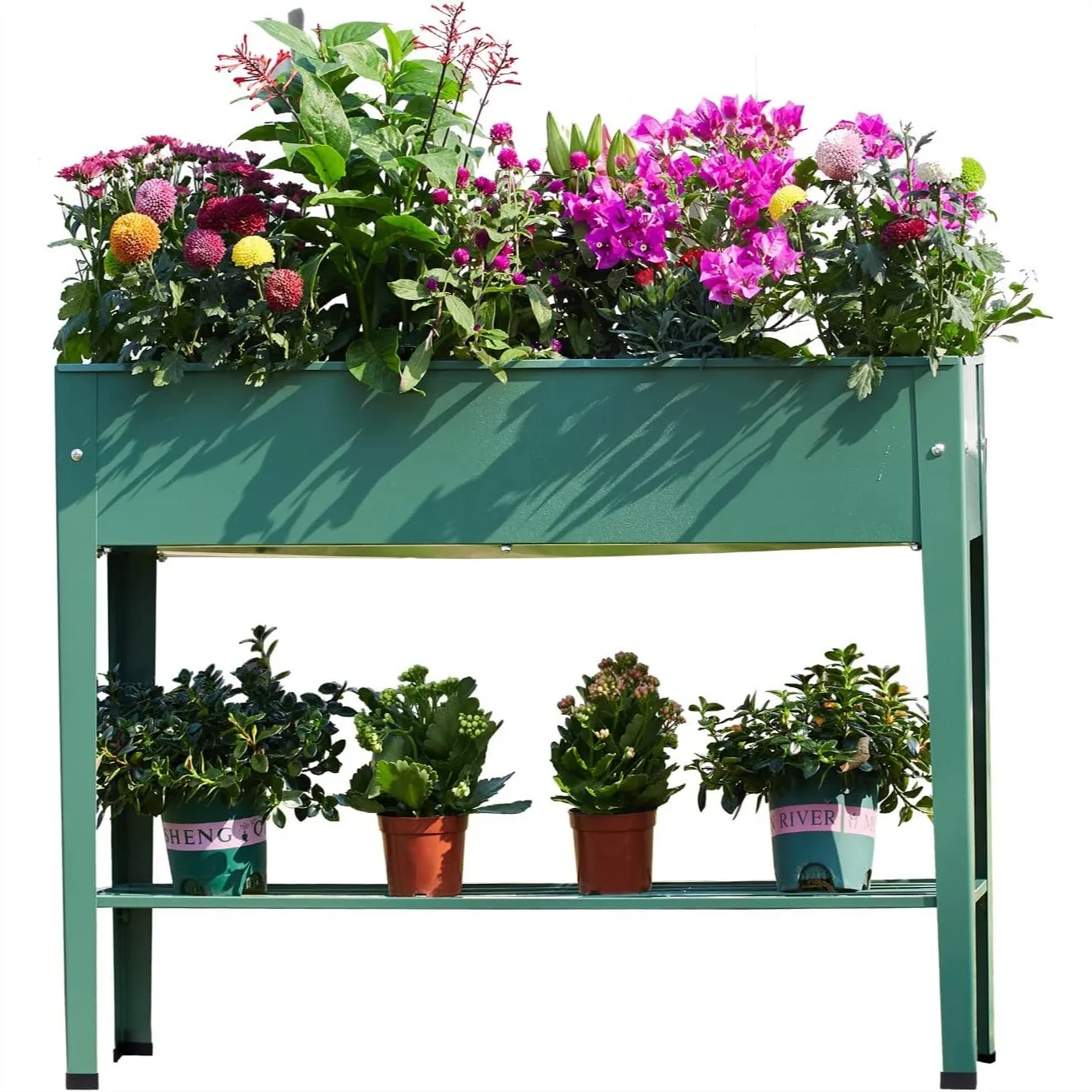 

Raised Garden Bed, Elevated Metal Plant Box with Legs, Standing Garden Stand with Drainage Holes, Durable Steel Frame for