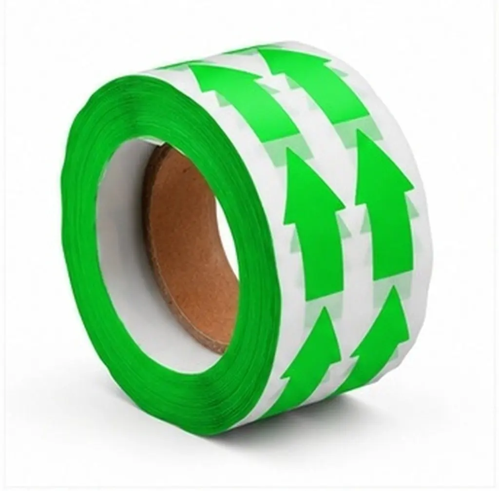 Fluorescent Arrow Label Stickers Roll Design Fine Workmanship Smooth Surface Adhesion Warning Direction Craft