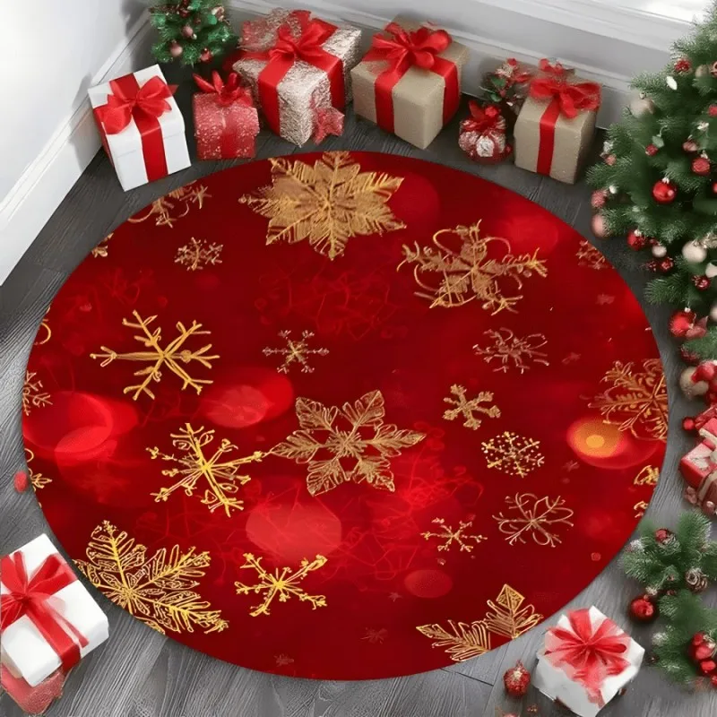 Cute Snowman Golden Retriever Dog Round Rug Winter Christmas Circular Carpet Living Room Puppy Pet Holiday Decor Kids Play Mat