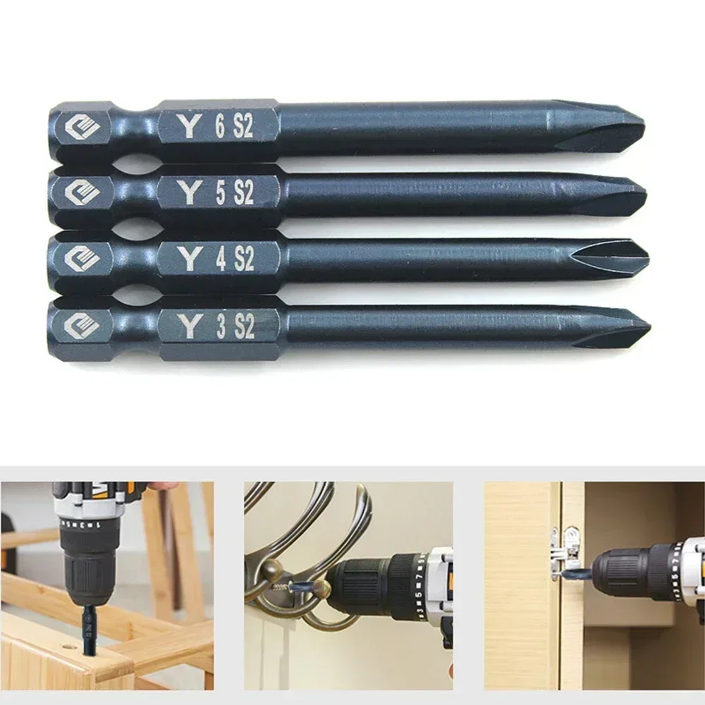 

4 Pack 65mm 1/4" Hex Handle Tri-wing Electric Screwdriver Bit Magnetic Kit Y3-Y6 For Air Brick Hand Drill Rechargeable Wrench