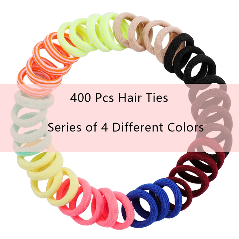 100pcs/400pcs Elastic Hair Accessories For Women Kids Rubber Band Ponytail Holder Gum For Hair Ties Scrunchies Hairband