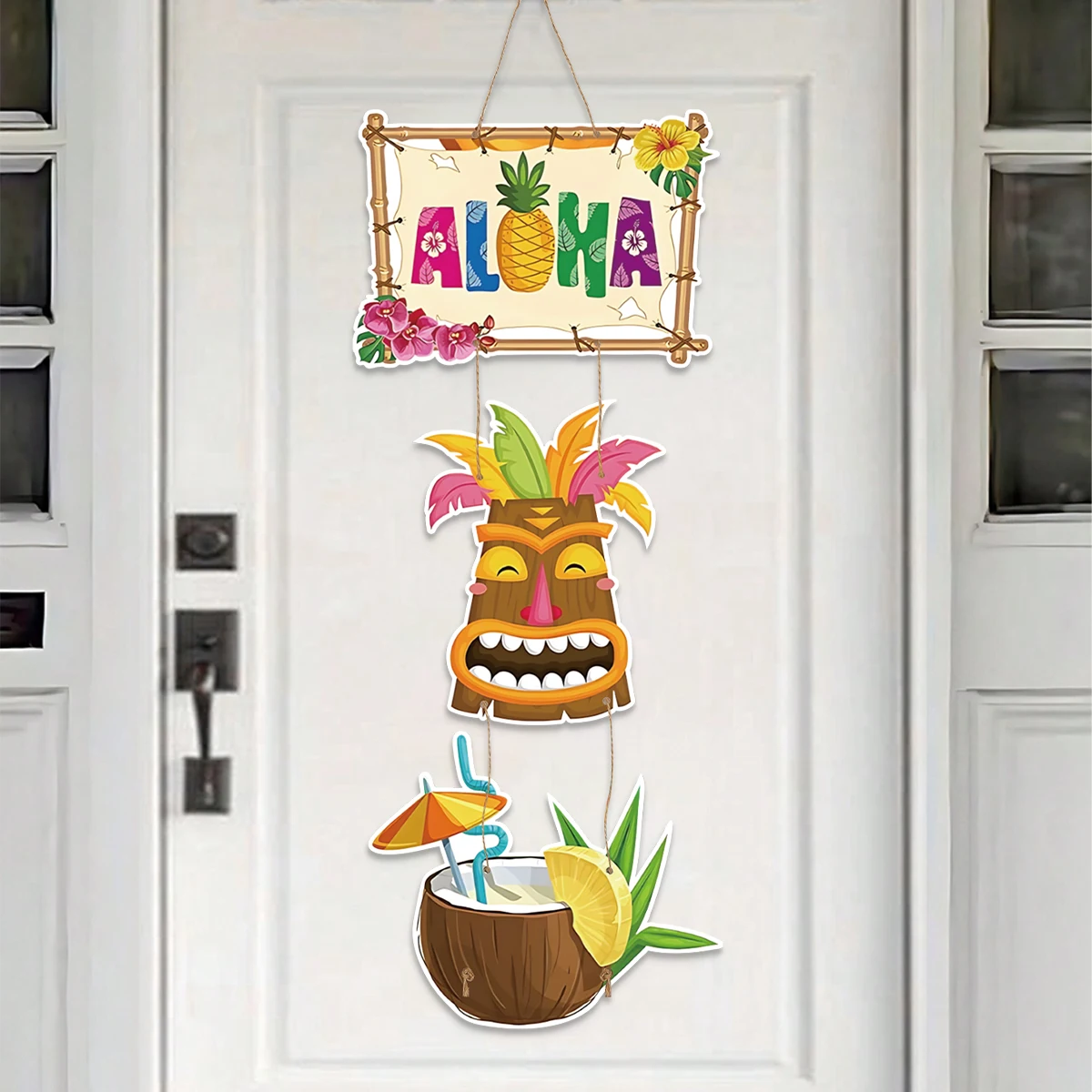 Гавайская вечеринка, бумажные дверные подвески, подвески Aloha, тропический баннер для пляжной вечеринки, счастливое лето, Гавайи, товары для дня рождения