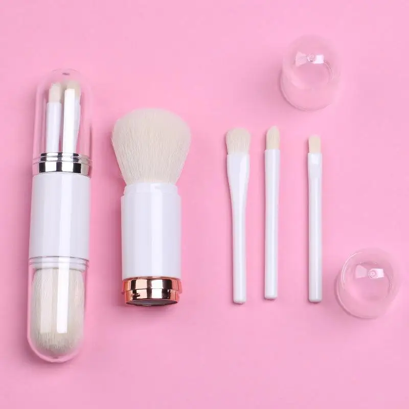 

Telescopic 4 In 1 Travel Portable Makeup Brushes Set Foundation Eyebrow Powder Brush Cosmetic Concealer Professional Makeup Tool