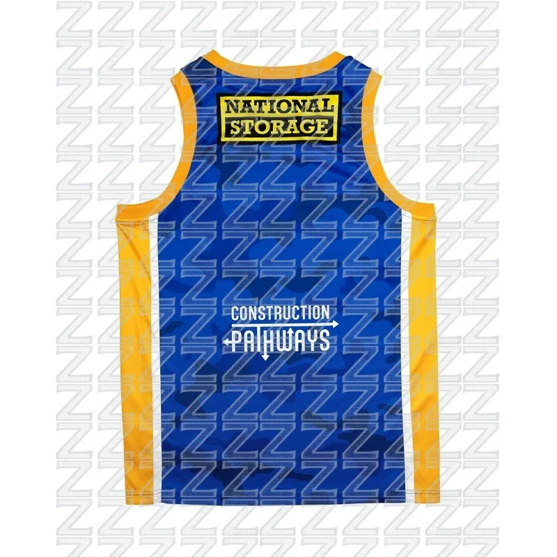 Brisbane Team Playing Youth Basketball League Training Uniforms, Fitness Sports Vests, Blue Camouflage Basketball Vests