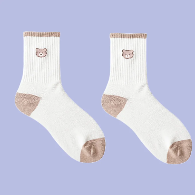 5/10 Paar niedliche Tier All-Match bequeme lässige Socken einfache süße atmungsaktive Socken Damen Herbst und Winter Mid-Tube Socken