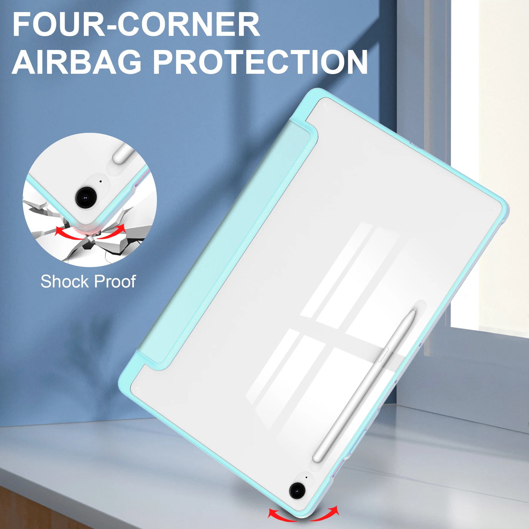 

Leather case For Samsung Galaxy Tab S10 FE Plus(Model Sm-x620/Sm-x626b) Transparent Back Tablets Case With Pen Location