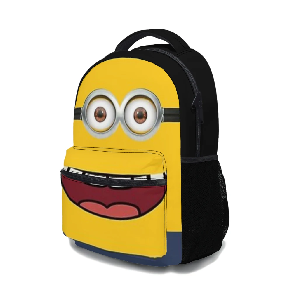 Mochila escolar con ojos estilo Miniion para niños, mochila para estudiantes de gran capacidad, mochila para estudiantes de secundaria de dibujos animados de 17 pulgadas