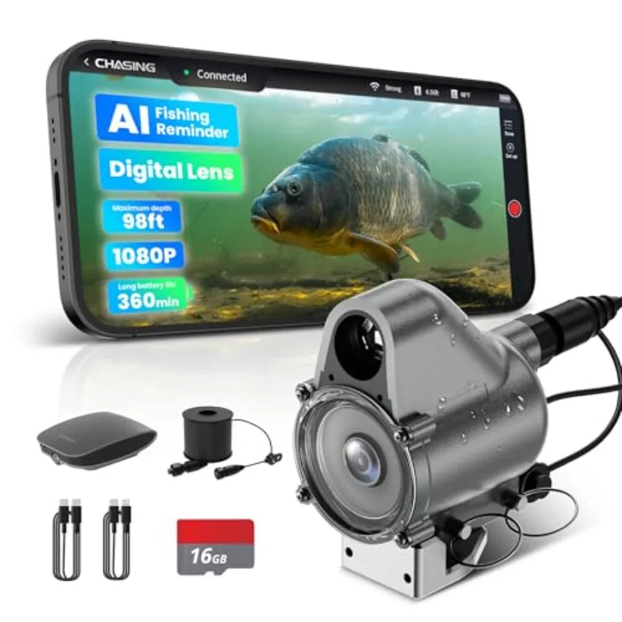 

Портативная подводная камера для рыбалки 1080P Full HD с дистанционным управлением через приложение для наблюдения за рыбой в реальном времени и оповещения о поклевке (обновленная версия)