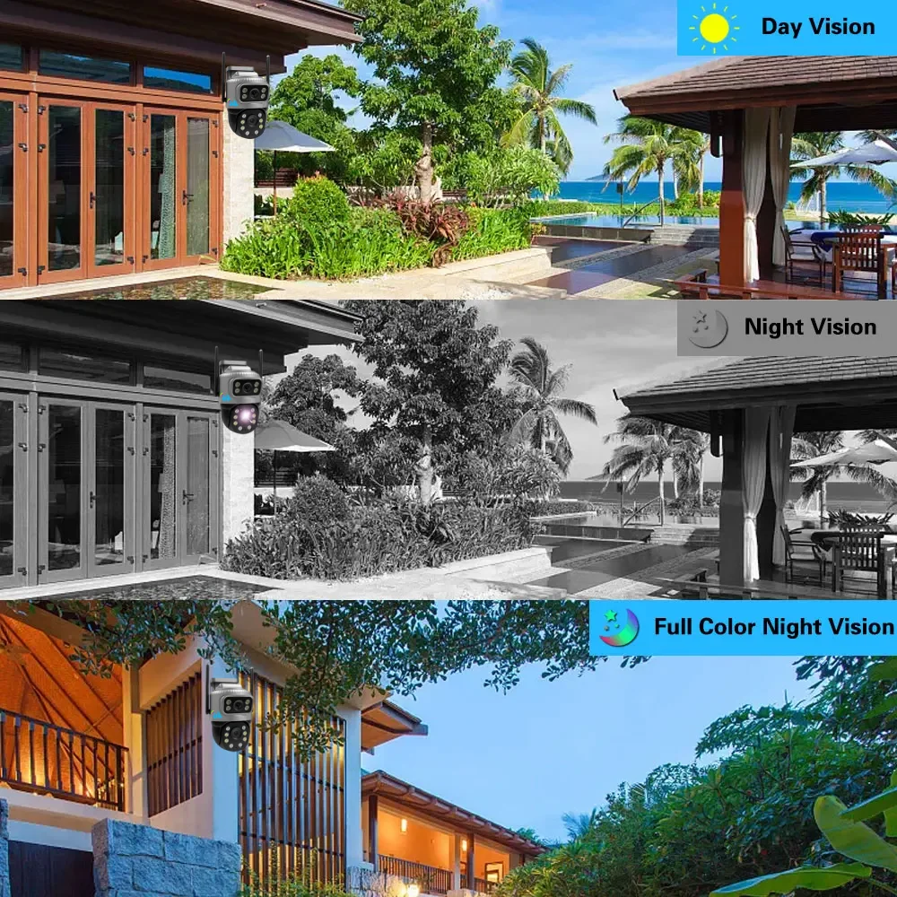 4G IP Camera With Sim Card 8MP 4K Dual Lens Outdoor Surveillance Monitor Webcam Night Vision Smart Home CCTV Security Protection