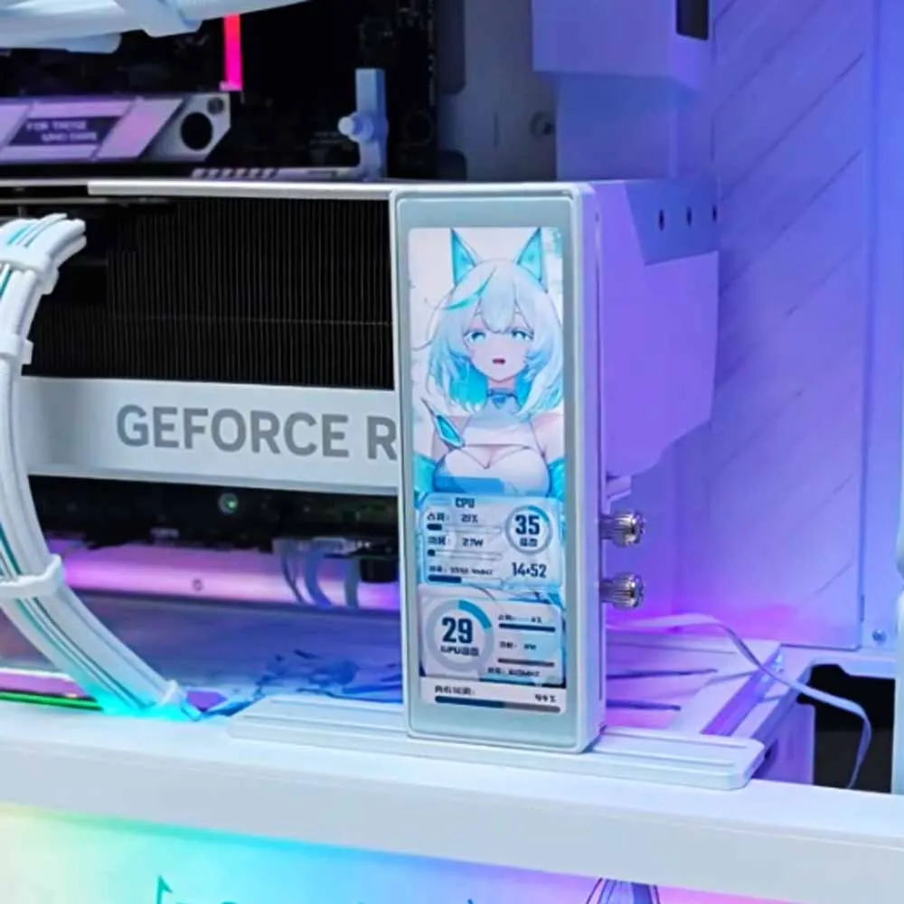 IPS Secondary Screen GPU Holder ARGB Lighting Vertical Graphics Card Jack Support Bracket with LCD Monitor for PC Gaming
