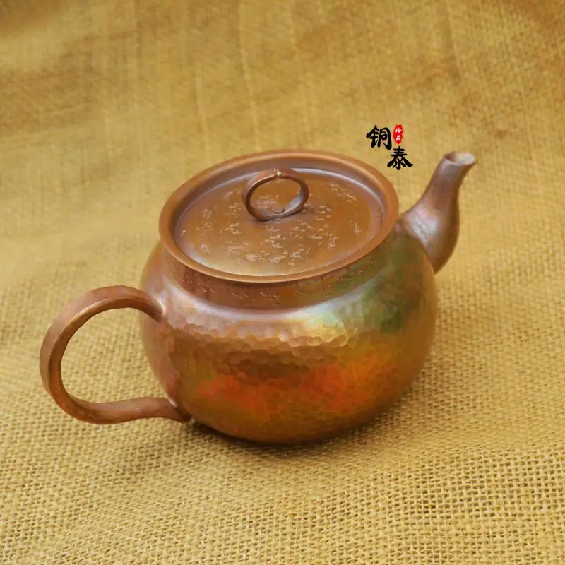 Pure Copper Kettle Teapot Container Handmade Small Handle Lid Retro Gift