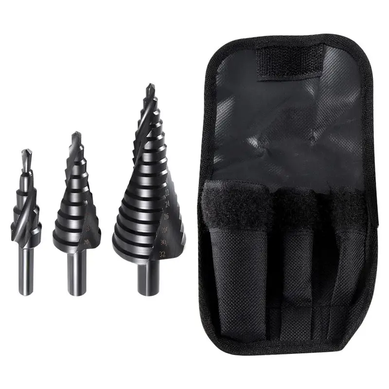 

A02M-3PCS 4-32MM HSS Cobalt Step Drill Bit Set Nitrogen High Speed Steel Spiral For Metal Cone Triple-Cornered Shank Hole Cutter