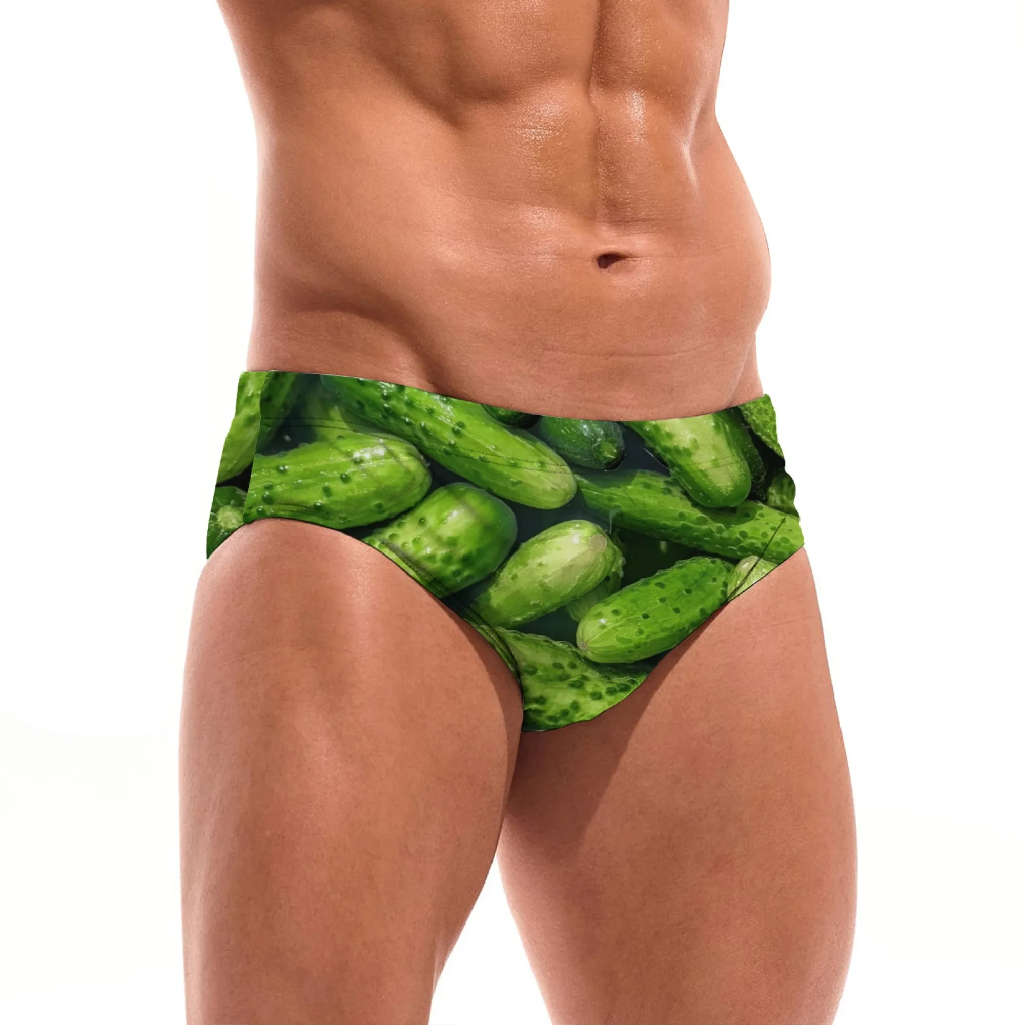 Novelty Funny Cucumber Men's Swimming Trunks Sexy Men's Bikini Skin-Friendly Comfortable Men's Briefs Swimwear Beach Surf Shorts