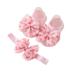 Baby Girl Princess Socks wIth Headbands  Set Lace Flower Newborn Baby Headbands Bow Elasitc Hair Bands Hair Accessories