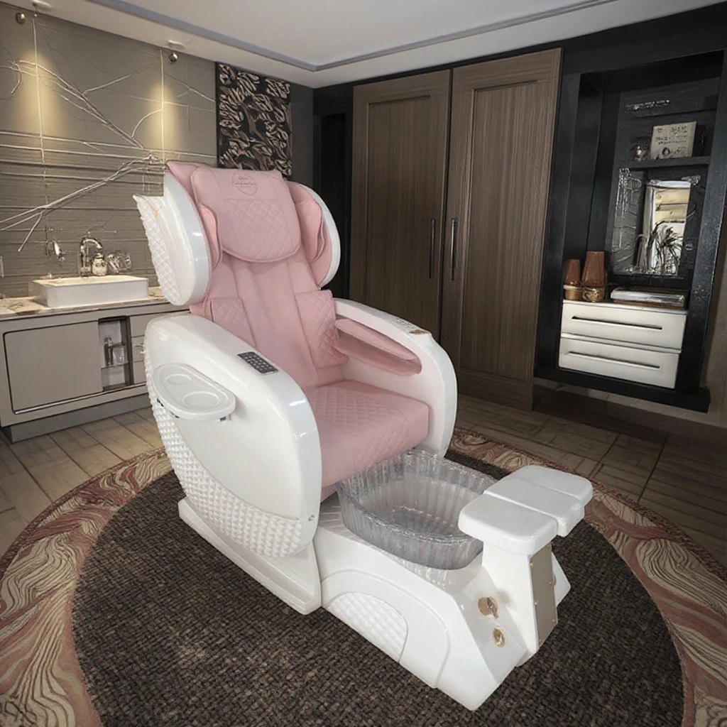 

Высококачественное розовое кожаное кресло для салона, электрическое массажное кресло для ухода за ногами, маникюрное спа-кресло, роскошное современное регулируемое кресло для педикюра с реактивным насосом