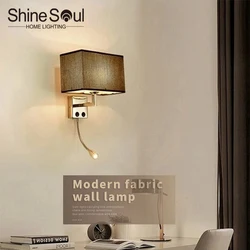 E27 Hotel Bedhead Fabric Wall Light with Switch LED Spotlight Reading Light Bedroom Study Nordic Home Decoration Light Fixtures